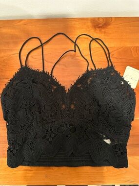 Free People Women's Black Lace Bralette Crop Top